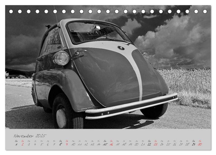 Produktbild: BMW Isetta 300 in schwarzwei&szlig; (Tischkalender 2025 DIN A5 quer), CALVENDO Monatskalender