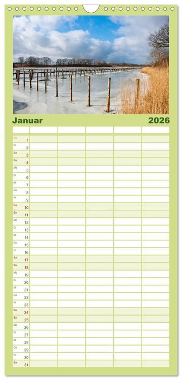 Produktbild: Familienplaner 2026 - Schlei und Ostsee - Eine Region zum Verlieben mit 5 Spalten (Wandkalender, 21 x 45 cm) CALVENDO