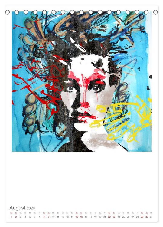 Produktbild: POP UP GIRLS Art Portr&auml;ts by Ulrike Langen (Tischkalender 2026 DIN A5 hoch), CALVENDO Monatskalender