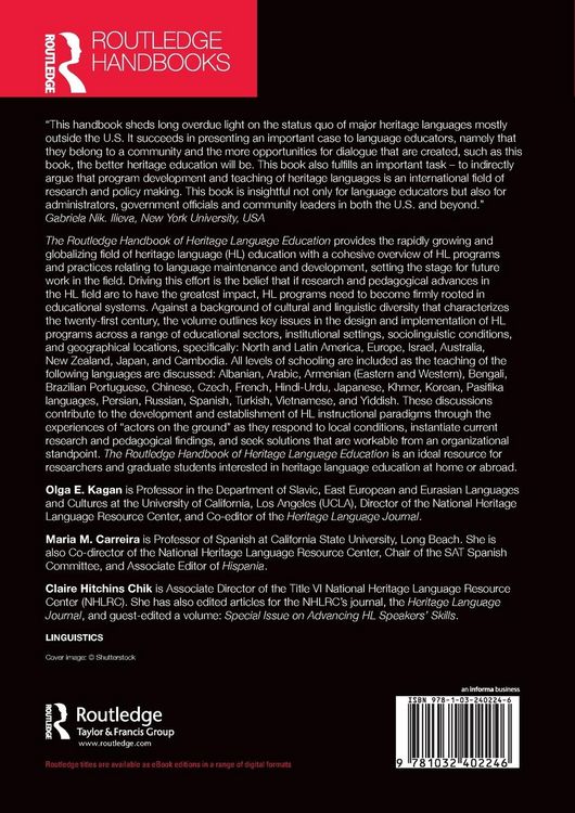 Produktbild: The Routledge Handbook of Heritage Language Education