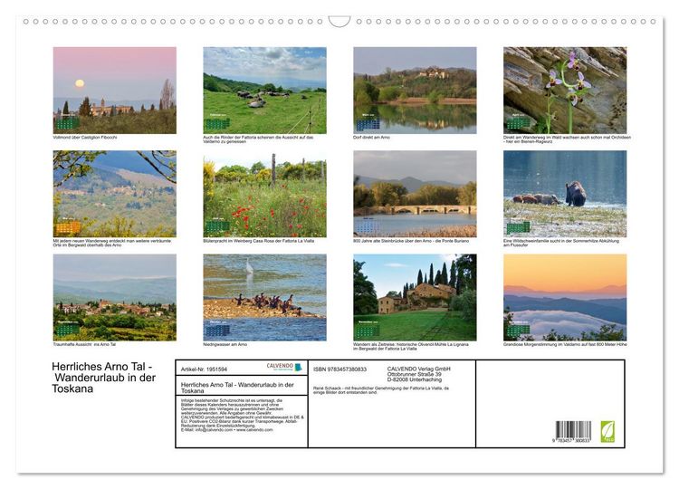 Produktbild: Herrliches Arno Tal - Wanderurlaub in der Toskana (Wandkalender 2026 DIN A2 quer), CALVENDO Monatskalender