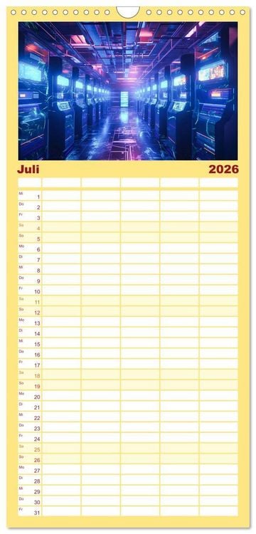 Produktbild: Familienplaner 2026 - Visuelle Reise in die digitale Welt mit 5 Spalten (Wandkalender, 21 x 45 cm) CALVENDO