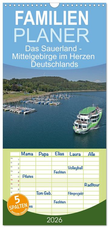 Produktbild: Familienplaner 2026 - Das Sauerland - Mittelgebirge im Herzen Deutschlands mit 5 Spalten (Wandkalender, 21 x 45 cm) CALVENDO