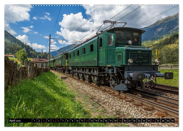 Produktbild: Eisenbahn-Nostalgie - Oldtimer auf Schweizer Schienen (Wandkalender 2026 DIN A2 quer), CALVENDO Monatskalender