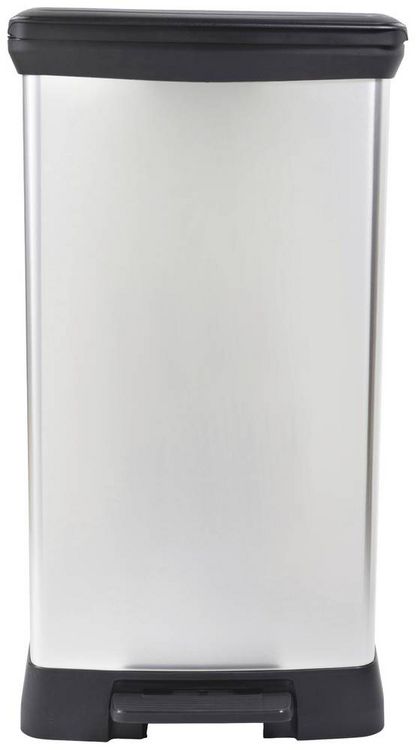 Produktbild: Curver Deco bin metalics 254620 M&uuml;lleimer 46 l (B x H x T) 407 x 749 x 307 mm Silber, Schwarz 1 St.