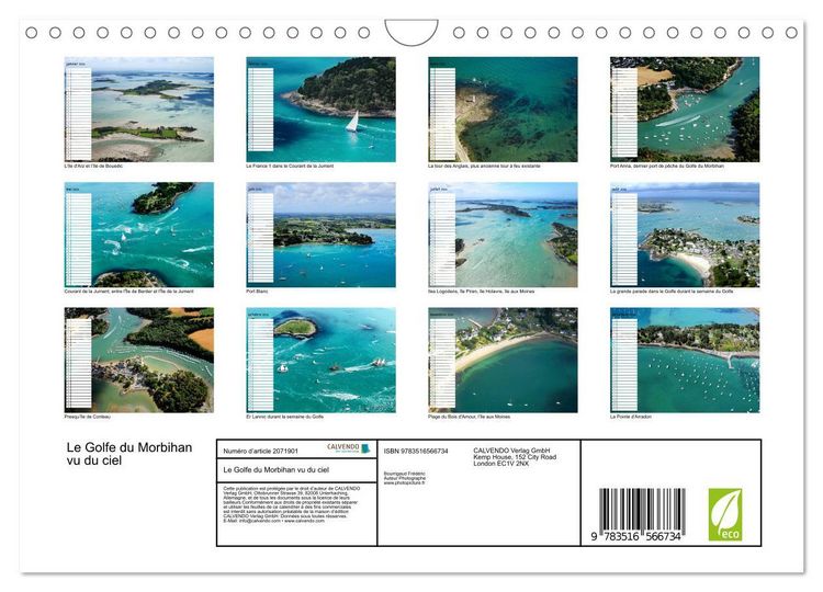 Produktbild: Le Golfe du Morbihan vu du ciel (Calendrier mural 2026 DIN A4 vertical), CALVENDO calendrier mensuel