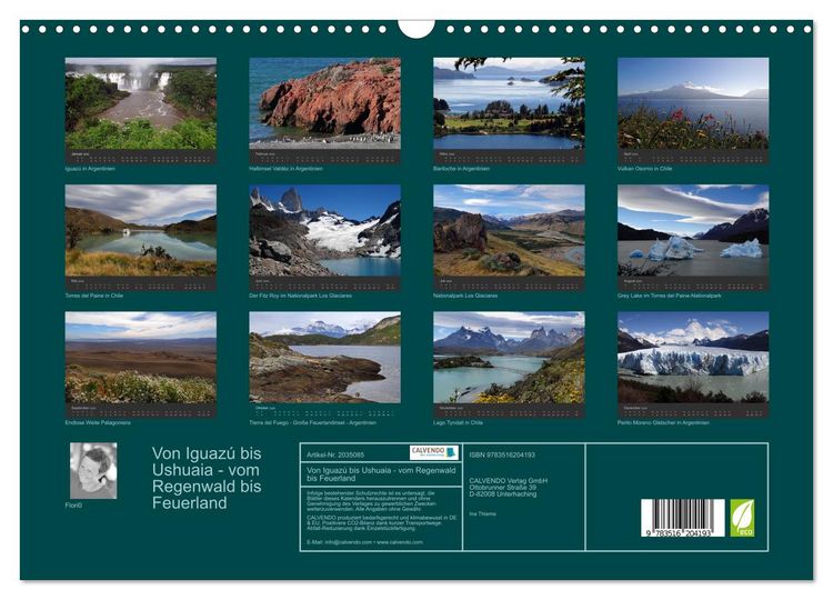Produktbild: Von Iguaz&uacute; bis Ushuaia - vom Regenwald bis Feuerland (Wandkalender 2026 DIN A3 quer), CALVENDO Monatskalender