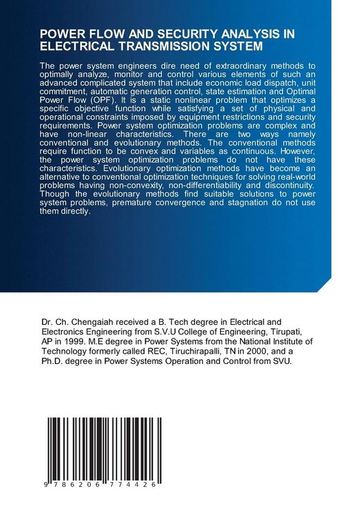 Produktbild: POWER FLOW AND SECURITY ANALYSIS IN ELECTRICAL TRANSMISSION SYSTEM