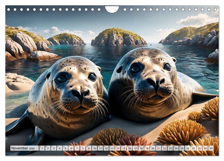 Produktbild: Freche Seehunde (Wandkalender 2026 DIN A4 quer), CALVENDO Monatskalender