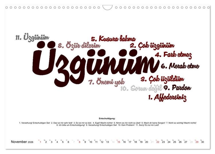 Produktbild: Smalltalk Sprachkalender T&uuml;rkisch-Deutsch (Wandkalender 2026 DIN A3 quer), CALVENDO Monatskalender