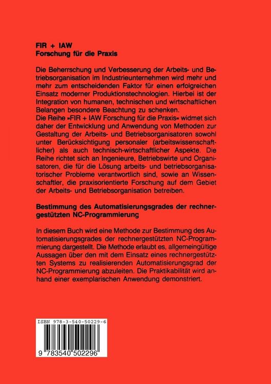 Produktbild: Bestimmung des Automatisierungsgrades der rechnergest&uuml;tzten NC-Programmierung
