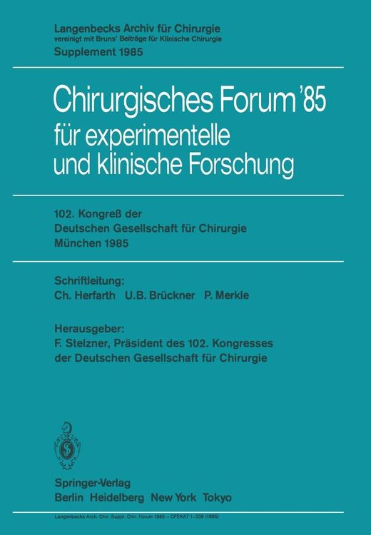 Produktbild: 102. Kongre&szlig; der Deutschen Gesellschaft f&uuml;r Chirurgie M&uuml;nchen, 10.-13. April 1985