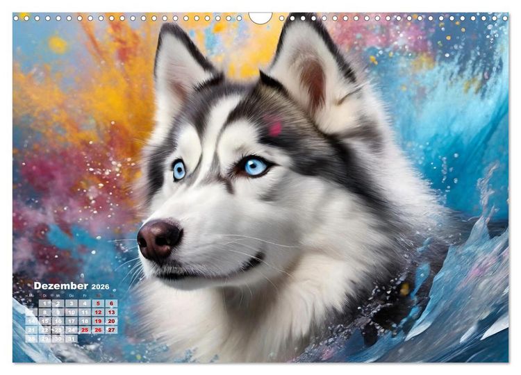 Produktbild: Splash - Hunde im Farbrausch (Wandkalender 2026 DIN A3 quer), CALVENDO Monatskalender