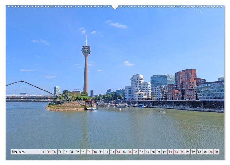 Produktbild: D&uuml;sseldorf Vom Ufer bis zur Skyline (hochwertiger Premium Wandkalender 2026 DIN A2 quer), Kunstdruck in Hochglanz