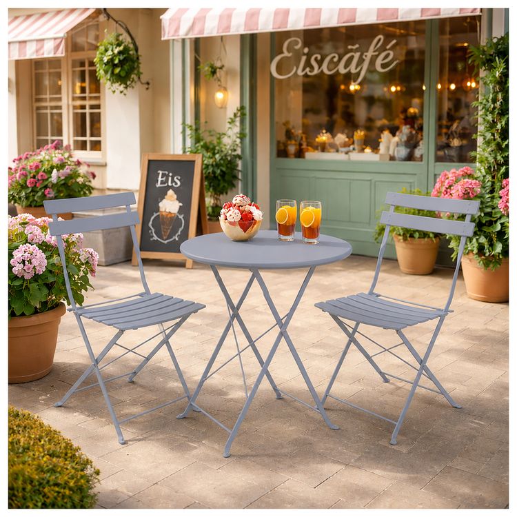 Produktbild: HTI-Living Gartentisch Basil Metall rund klappbar Grau Gartentisch Basil Metall rund klappbar Grau
