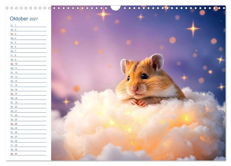 Produktbild: Mondpf&ouml;tchen - Ein zauberhafter Hamster Gute-Nacht-Kalender (Wandkalender 2027 DIN A3 quer), CALVENDO Monatskalender