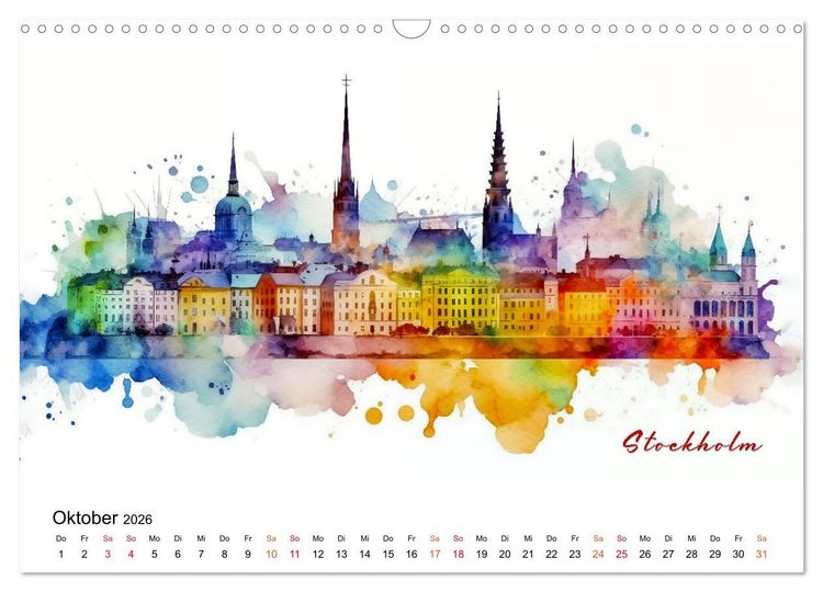 Produktbild: Skylines exklusiv (Wandkalender 2026 DIN A3 quer), CALVENDO Monatskalender