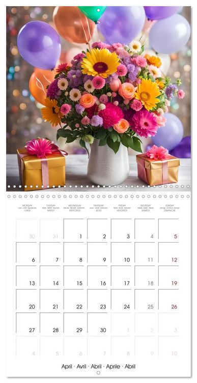 Produktbild: Birthday feelings - Your year full of AI birthdays (Wall Calendar 2026 12 &times; 12 Inch) CALVENDO 12 Month Wall Calendar