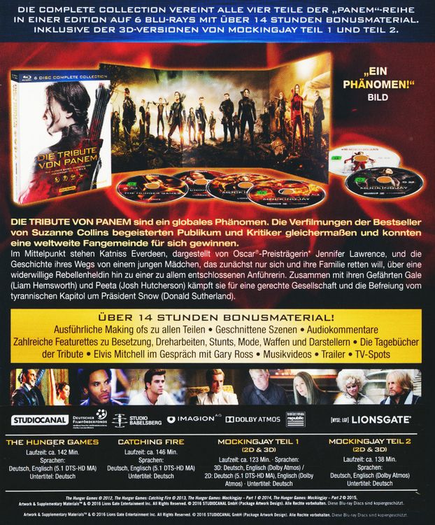 Produktbild: Die Tribute von Panem - Complete Collection [4 BRs+ 2 Blu-ray 3Ds]