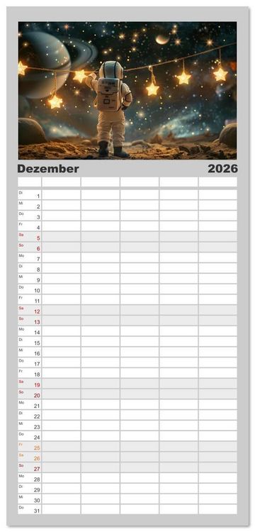 Produktbild: Familienplaner 2026 - Zwischen Sternenstaub und Stille mit 5 Spalten (Wandkalender, 21 x 45 cm) CALVENDO