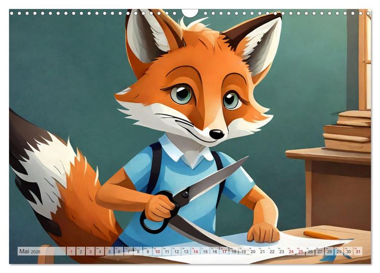 Produktbild: Schlaufuchs - Abenteuer Schule (Wandkalender 2026 DIN A3 quer), CALVENDO Monatskalender