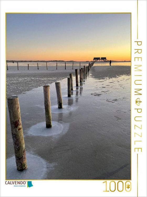 Produktbild: CALVENDO Puzzle Runde Eisformationen ums&auml;umen eine Pfahlreihe am Ordinger Strand | 1000 Teile Lege-Gr&ouml;&szlig;e 64x48cm Foto-Puzzle f&uuml;r gl&uuml;ckliche Stunden