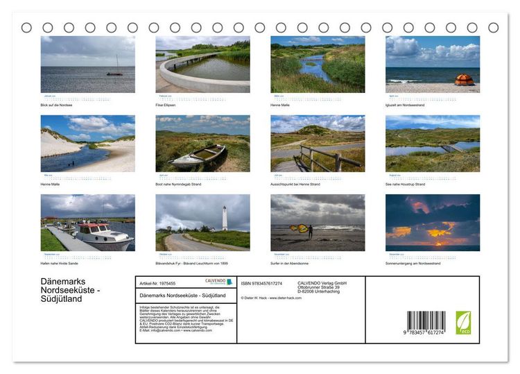 Produktbild: D&auml;nemarks Nordseek&uuml;ste - S&uuml;dj&uuml;tland (Tischkalender 2026 DIN A5 quer), CALVENDO Monatskalender