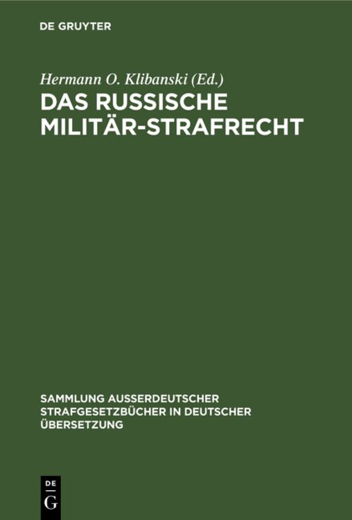 Produktbild: Das Russische Milit&auml;r-Strafrecht