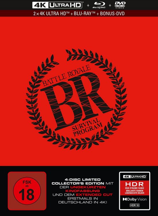 Produktbild: Battle Royale - 4-Disc Limited Collector's Edition im Mediabook (2 4K Ultra HD) (+ Blu-ray) (+ Bonus-DVD)