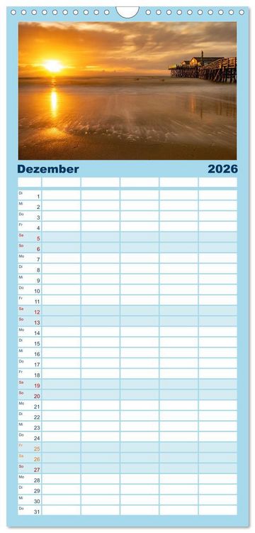 Produktbild: Familienplaner 2026 - Sankt Peter-Ording: Die raue Sch&ouml;nheit an der Nordsee mit 5 Spalten (Wandkalender, 21 x 45 cm) CALVENDO