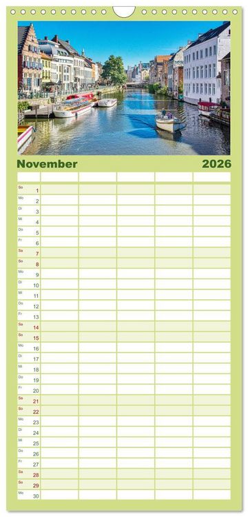 Produktbild: Familienplaner 2026 - Gent - staunen und erleben mit 5 Spalten (Wandkalender, 21 x 45 cm) CALVENDO