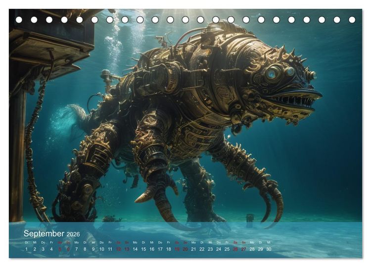 Produktbild: Steampunk - Unterwasser Roboter (Tischkalender 2026 DIN A5 quer), CALVENDO Monatskalender