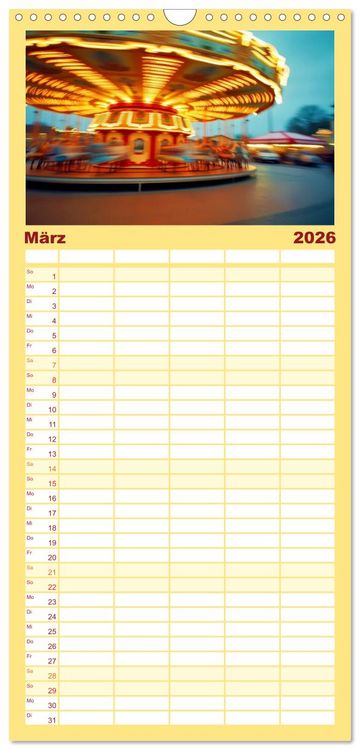 Produktbild: Familienplaner 2026 - Riesenr&auml;der und Kirmes mit 5 Spalten (Wandkalender, 21 x 45 cm) CALVENDO