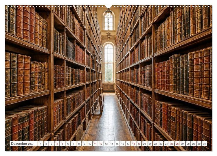 Produktbild: Zwischen Holz und Seiten - Vintage Bibliotheken (Wandkalender 2027 DIN A2 quer), CALVENDO Monatskalender