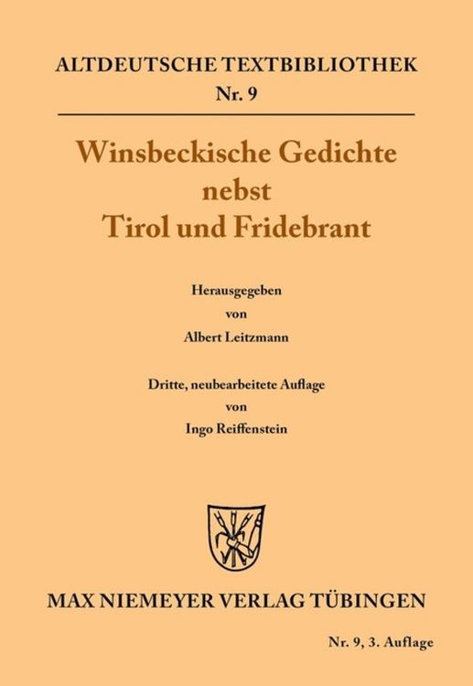 Produktbild: Winsbeckische Gedichte nebst Tirol und Fridebrant