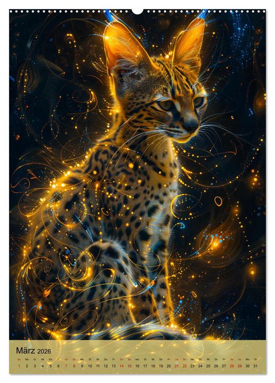 Produktbild: Raubkatzen - Geschmeidige J&auml;ger im Neonlicht (hochwertiger Premium Wandkalender 2026 DIN A2 hoch), Kunstdruck in Hochglanz