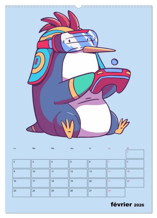 Produktbild: Animaux Gamers Amusants (Calendrier mural 2026 DIN A2 horizontal) calendrier de bureau