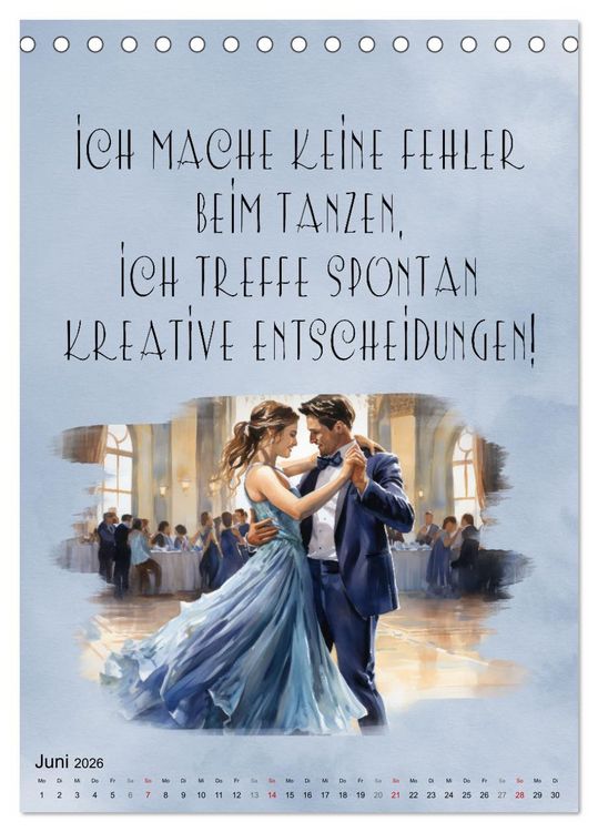 Produktbild: Tanzspr&uuml;che (Tischkalender 2026 DIN A5 hoch), CALVENDO Monatskalender