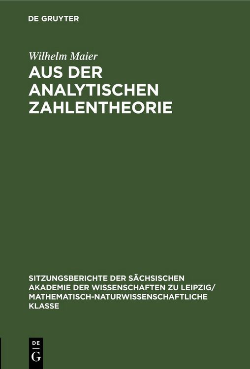 Produktbild: Aus der analytischen Zahlentheorie