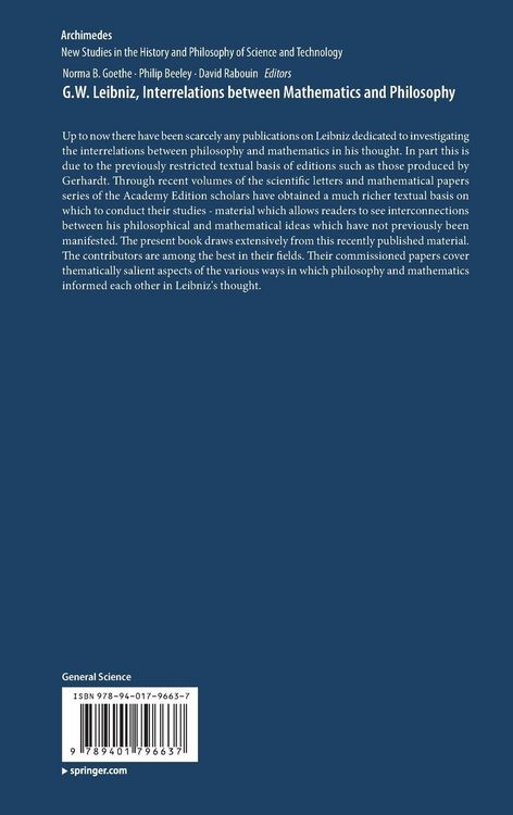 Produktbild: G.W. Leibniz, Interrelations between Mathematics and Philosophy
