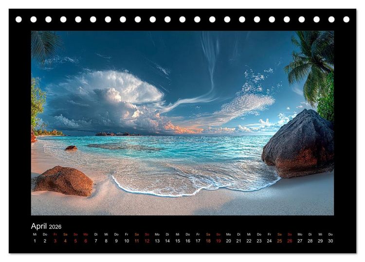 Produktbild: Paradiesische Inselwelten (Tischkalender 2026 DIN A5 quer), CALVENDO Monatskalender