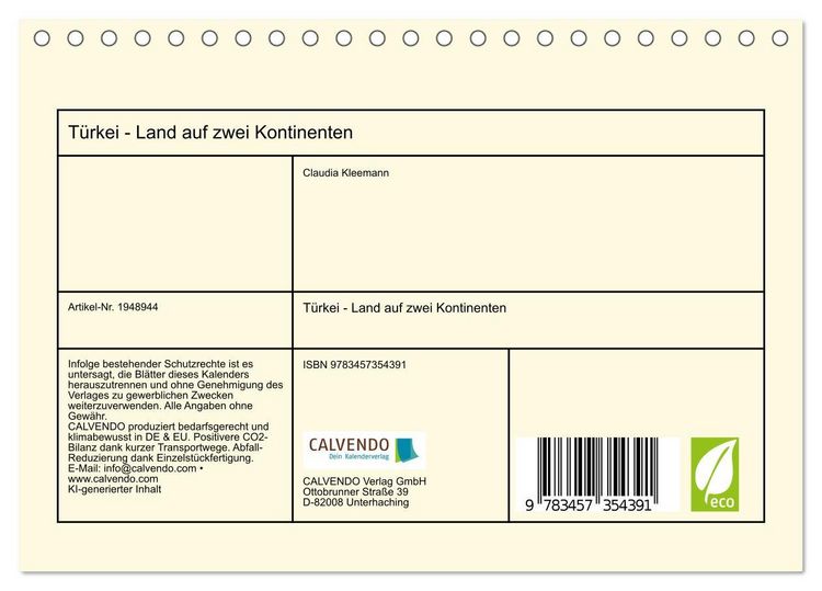 Produktbild: T&uuml;rkei - Land auf zwei Kontinenten (Tischkalender 2026 DIN A5 quer), CALVENDO Monatskalender