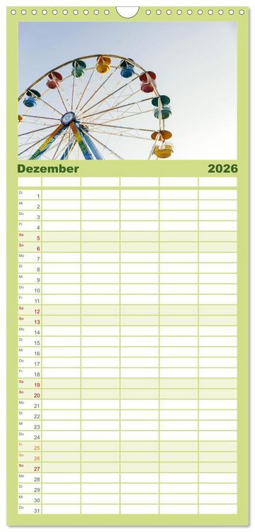 Produktbild: Familienplaner 2026 - Riesenr&auml;der - Ein Spa&szlig; f&uuml;r jung und alt. mit 5 Spalten (Wandkalender, 21 x 45 cm) CALVENDO
