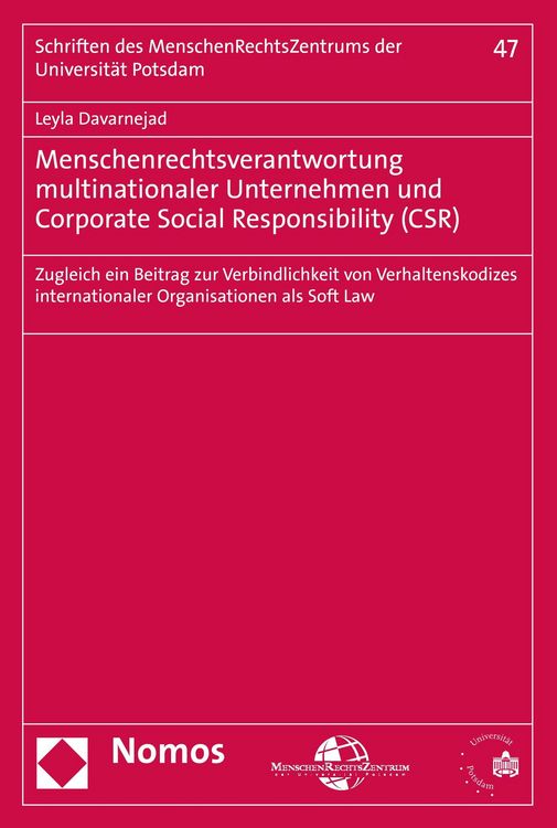 Produktbild: Menschenrechtsverantwortung multinationaler Unternehmen und Corporate Social Responsibility (CSR)