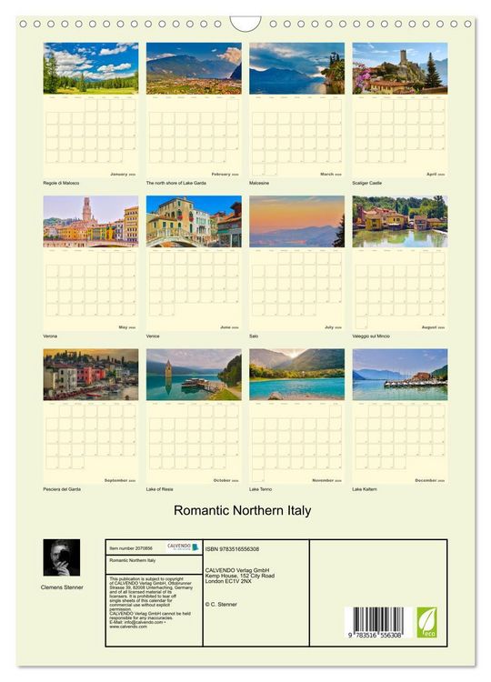 Produktbild: Romantic Northern Italy (Wall Calendar 2026 DIN A3 portrait), CALVENDO 12 Month Wall Calendar
