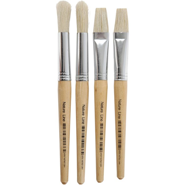 Produktbild: Creativ Company Pinsel f&uuml;r Kinder, Nr. 15, L 18,5+19,5 cm, B 11+17 mm, Flach,rund, 4 Stk
