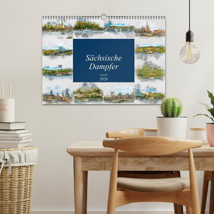 Produktbild: S&auml;chsische Dampfer Aquarelle (Wandkalender 2026 DIN A3 quer), CALVENDO Monatskalender