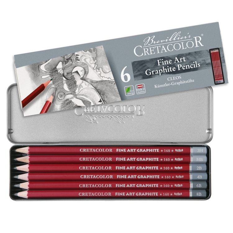 Produktbild: Cretacolor Bleistift CLEOS Fine Art Graphit Pocket, 6er Set