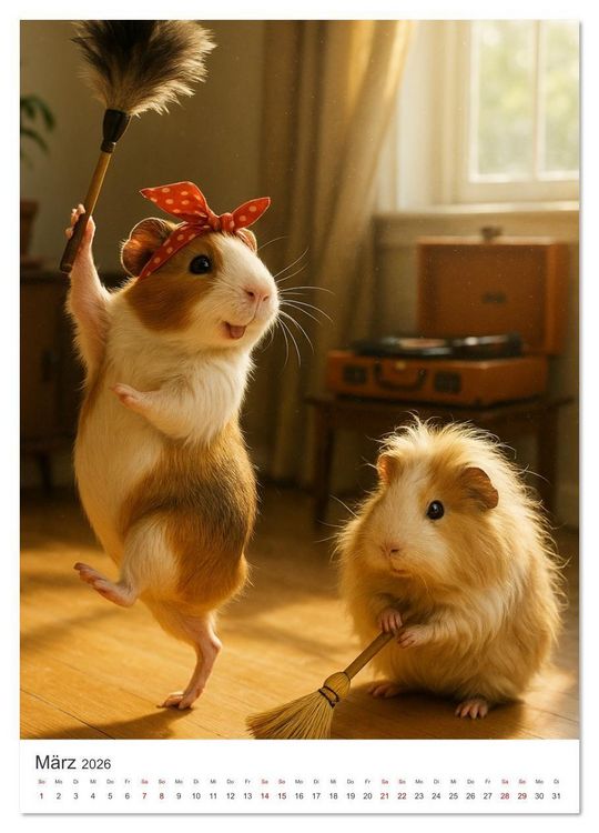 Produktbild: Cozy Moments - Meerschweinchen Kalender (hochwertiger Premium Wandkalender 2026 DIN A2 hoch), Kunstdruck in Hochglanz