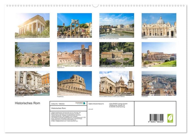 Produktbild: Historisches Rom (hochwertiger Premium Wandkalender 2026 DIN A2 quer), Kunstdruck in Hochglanz